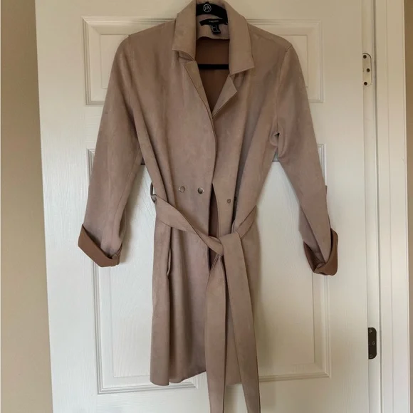 Forever 21 Beige Lightweight Suede Trench Coat - Picture 1 of 5
